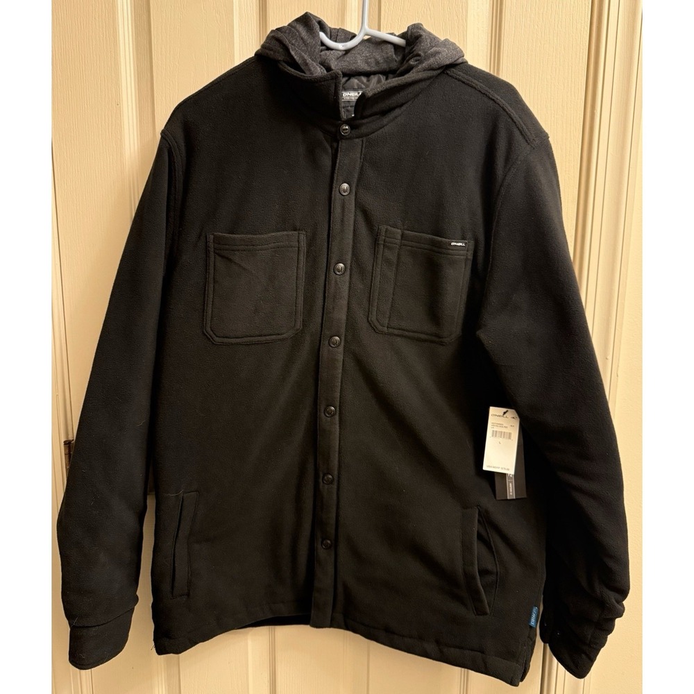 O'neill Quilted Jacket Shacket Mens Large Button Up, Pockets, Hooded Superfleece